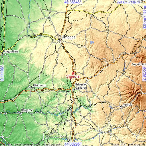 Topographic map of Vigeois