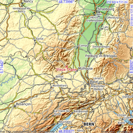 Topographic map of Vieux-Thann