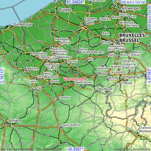 Topographic map of Vieux-Condé