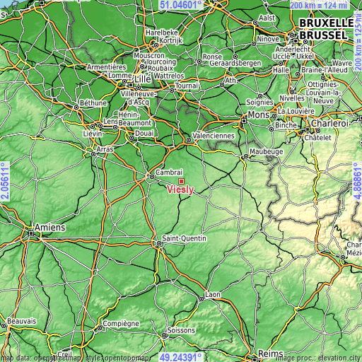 Topographic map of Viesly