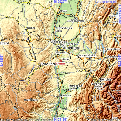 Topographic map of Vienne