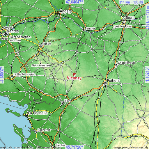 Topographic map of Viennay