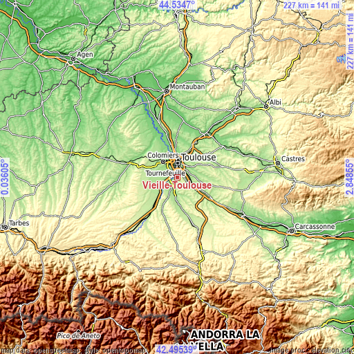 Topographic map of Vieille-Toulouse