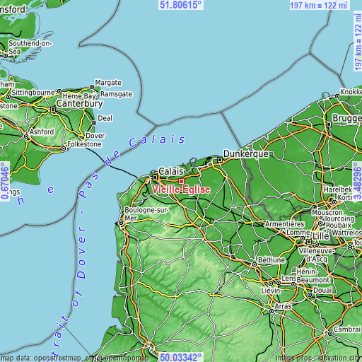 Topographic map of Vieille-Église