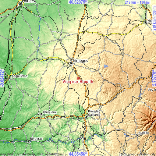 Topographic map of Vicq-sur-Breuilh