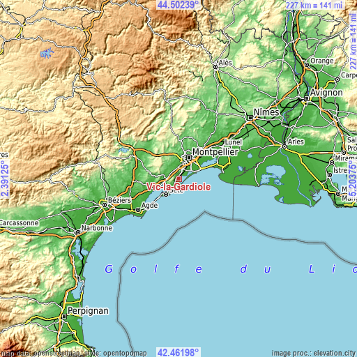 Topographic map of Vic-la-Gardiole