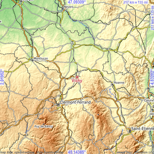 Topographic map of Vichy