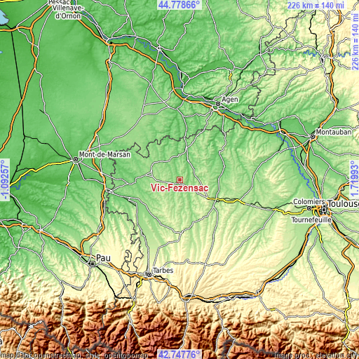 Topographic map of Vic-Fezensac