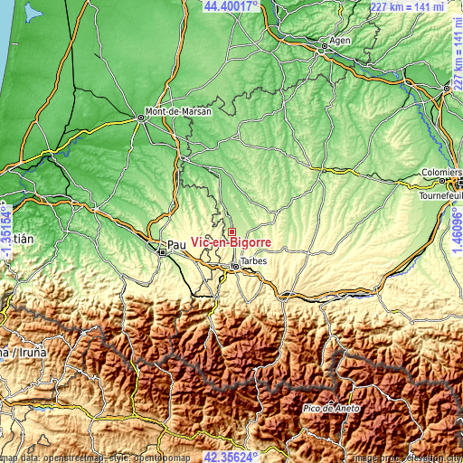 Topographic map of Vic-en-Bigorre