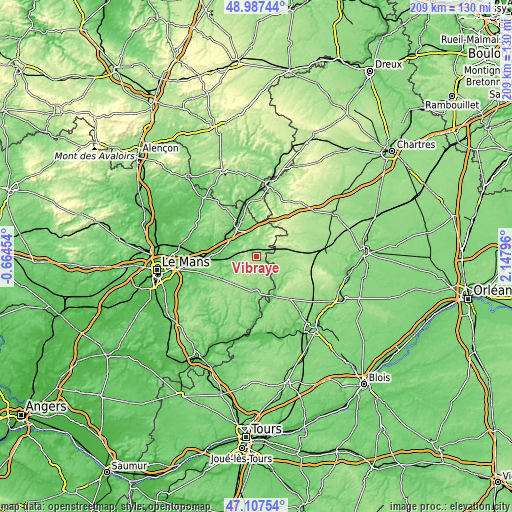 Topographic map of Vibraye