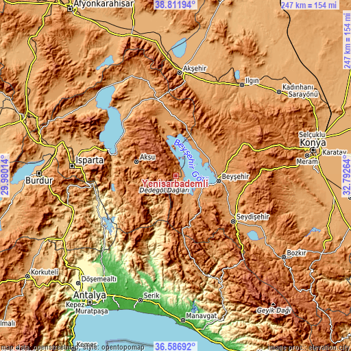 Topographic map of Yenişarbademli