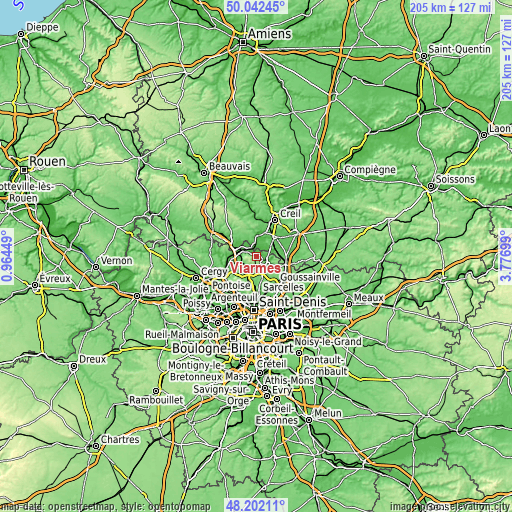 Topographic map of Viarmes