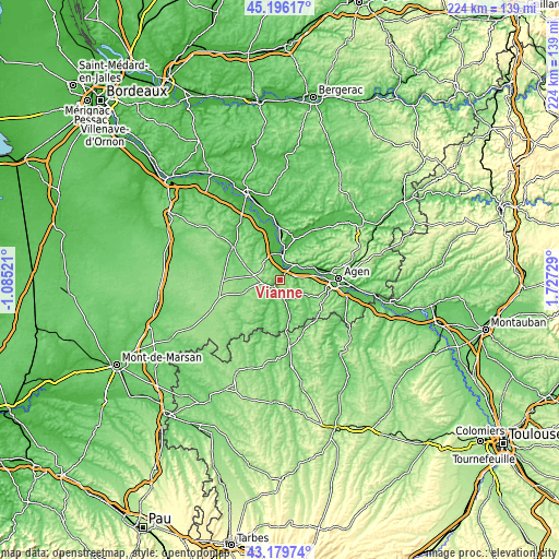 Topographic map of Vianne