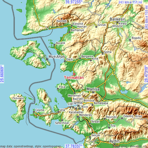 Topographic map of Yenişakran