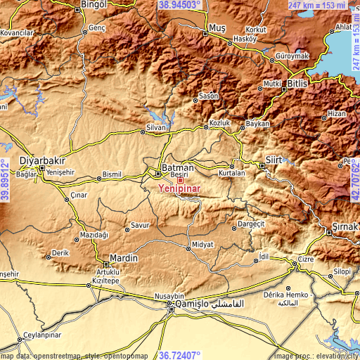 Topographic map of Yenipınar