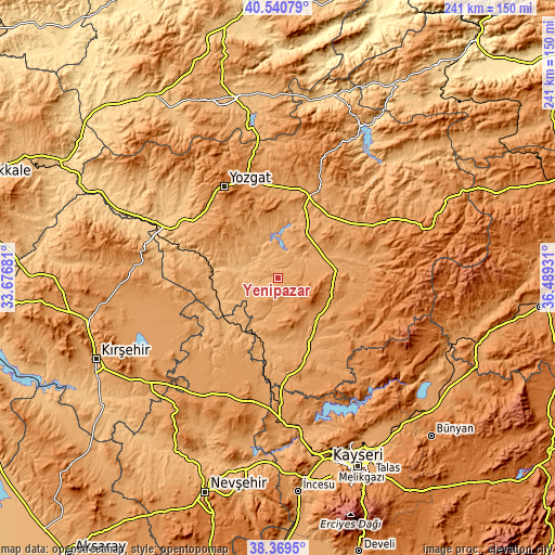 Topographic map of Yenipazar