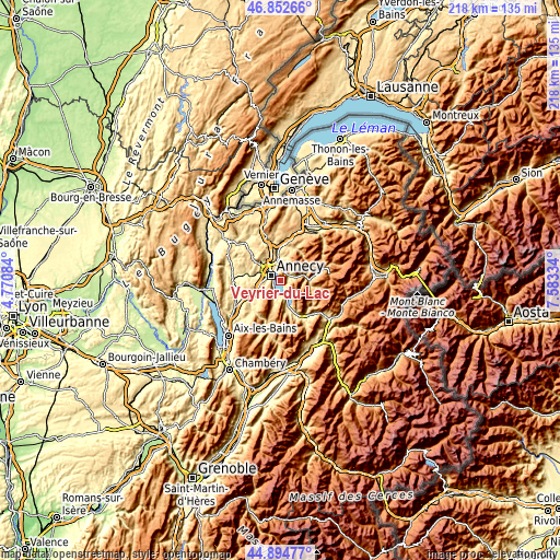 Topographic map of Veyrier-du-Lac