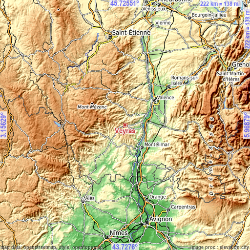 Topographic map of Veyras