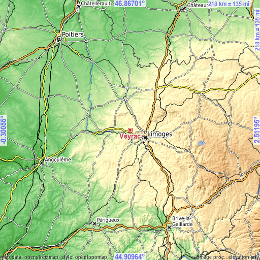 Topographic map of Veyrac