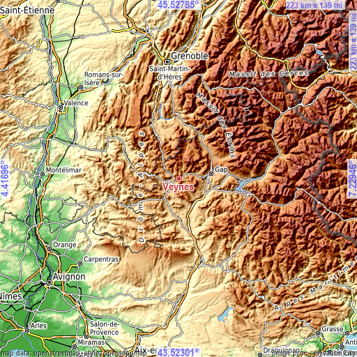 Topographic map of Veynes