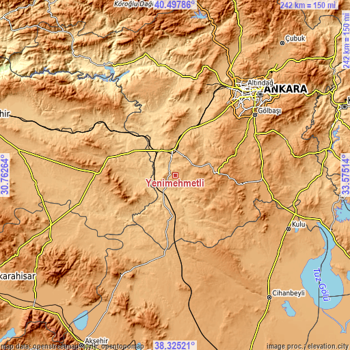 Topographic map of Yenimehmetli