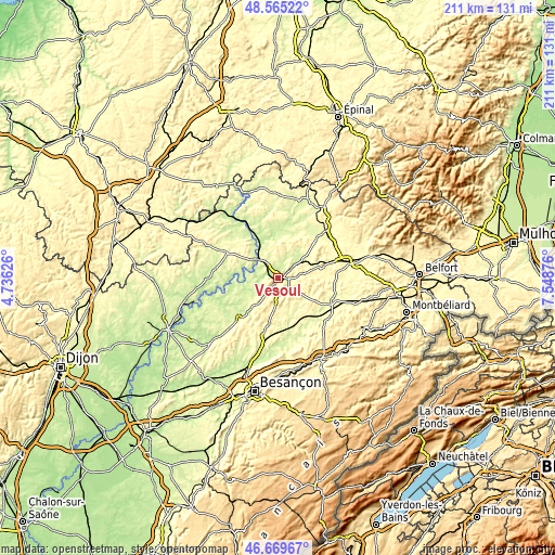 Topographic map of Vesoul