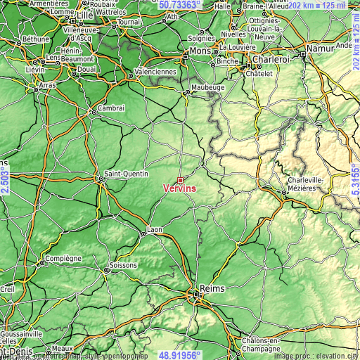 Topographic map of Vervins