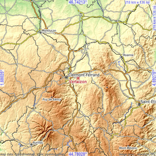 Topographic map of Vertaizon