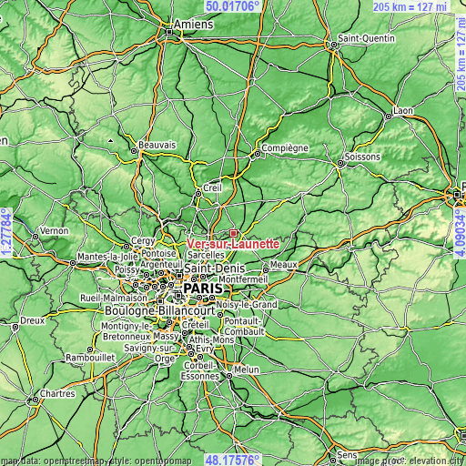 Topographic map of Ver-sur-Launette