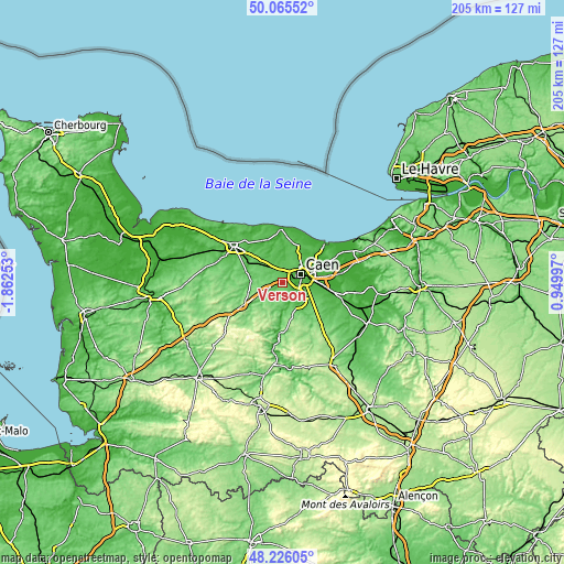 Topographic map of Verson