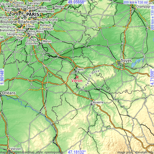 Topographic map of Véron