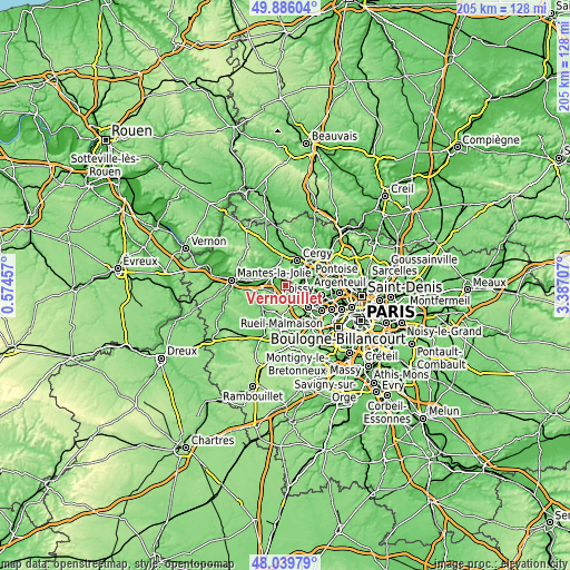 Topographic map of Vernouillet