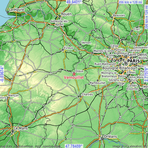 Topographic map of Vernouillet