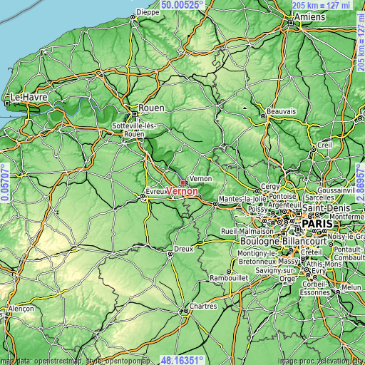 Topographic map of Vernon