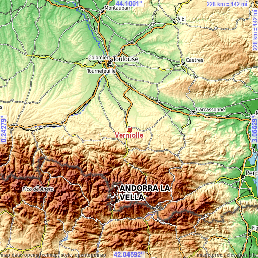 Topographic map of Verniolle