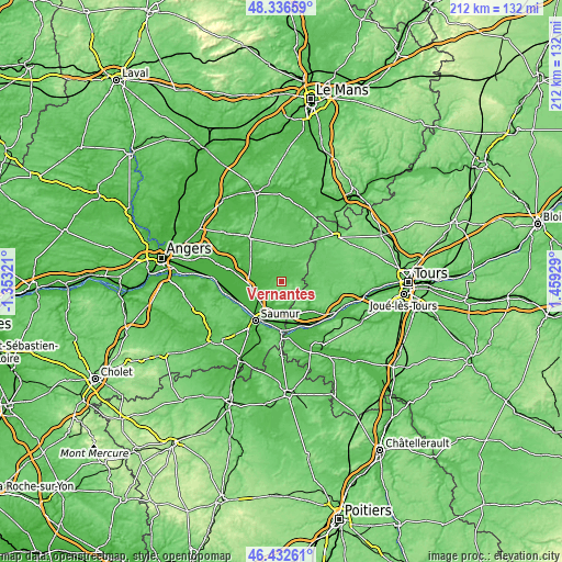 Topographic map of Vernantes