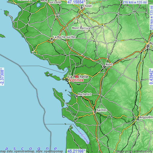 Topographic map of Vérines