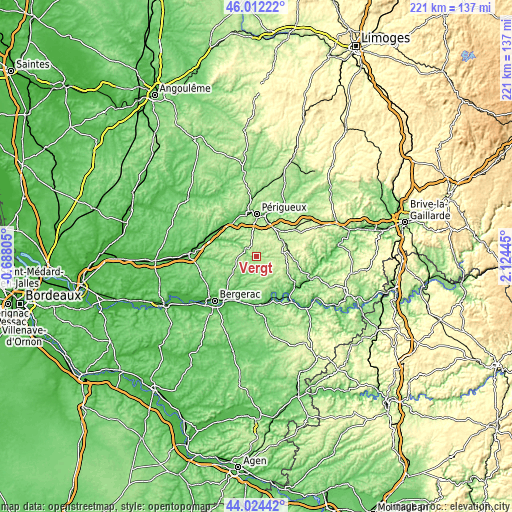 Topographic map of Vergt