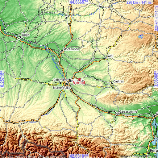 Topographic map of Verfeil