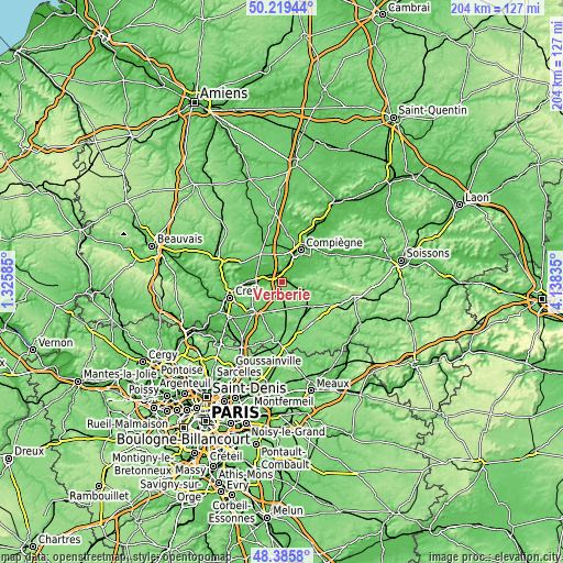 Topographic map of Verberie