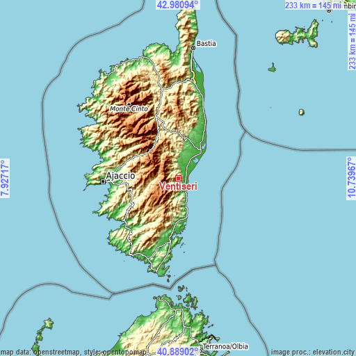 Topographic map of Ventiseri