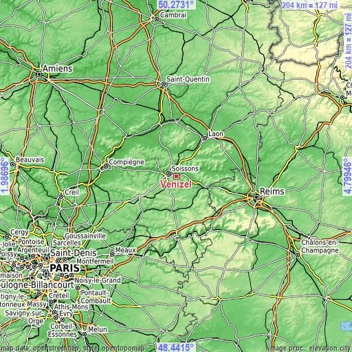 Topographic map of Venizel