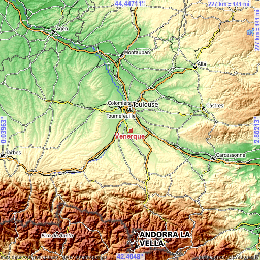 Topographic map of Venerque