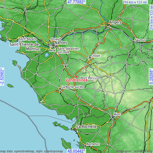 Topographic map of Vendrennes