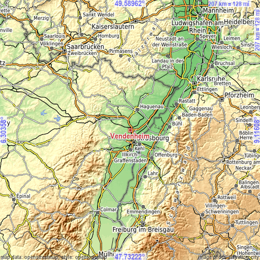 Topographic map of Vendenheim
