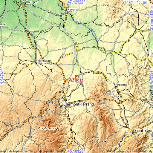 Topographic map of Vendat