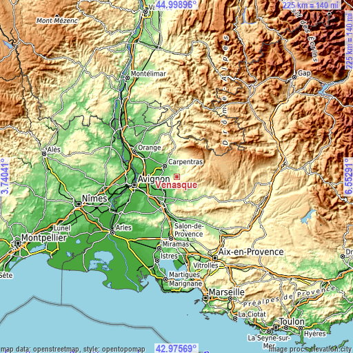 Topographic map of Venasque