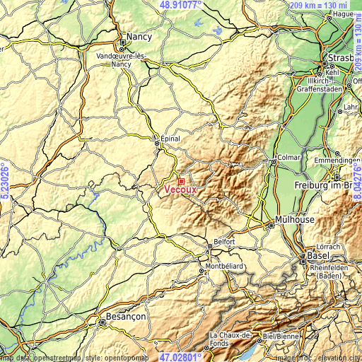 Topographic map of Vecoux