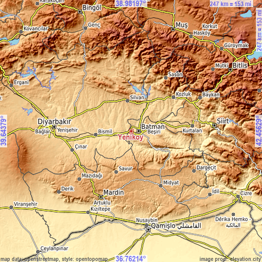 Topographic map of Yeniköy