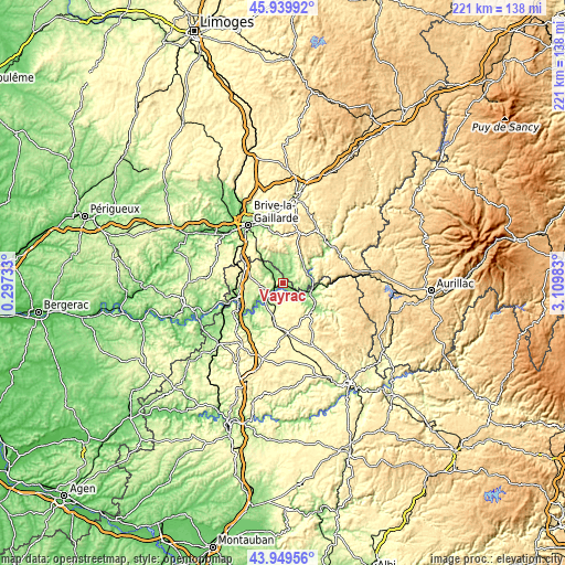 Topographic map of Vayrac